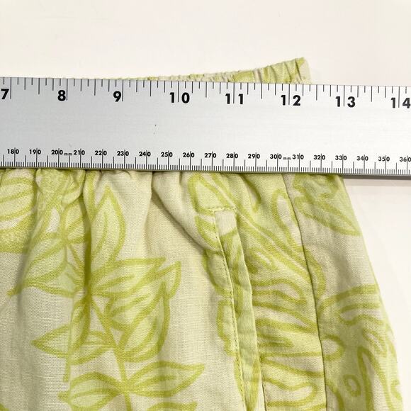 Nwot LAS SURENAS Pants S Linen Cotton Lime Green Leaf Straight Slit Pcks Cheetah - Picture 11 of 15